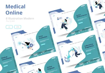 Medicina on-line Pacote de Ilustrações