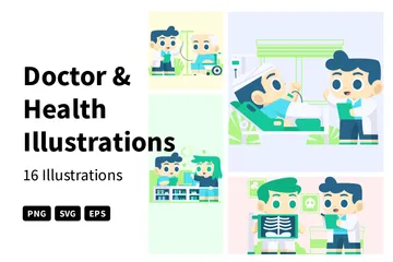 Médico y salud Paquete de Ilustraciones