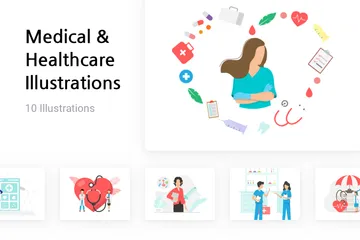 Medicina y atención sanitaria Paquete de Ilustraciones