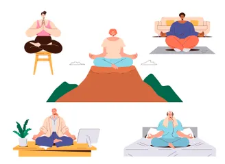 Meditating Illustration Pack