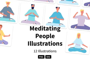 Meditating People Illustration Pack