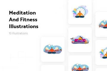 Meditation And Fitness Illustration Pack