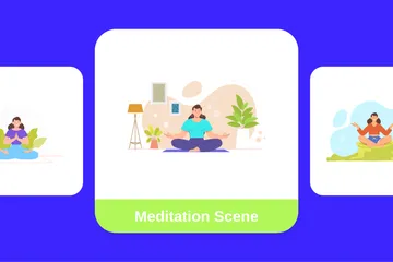 Meditation Scene Illustration Pack