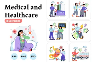 Medizin und Gesundheitswesen Illustrationspack