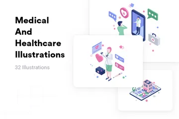 Medizin und Gesundheitswesen Illustrationspack
