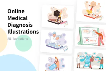 Medizinische Online-Diagnose Illustrationspack