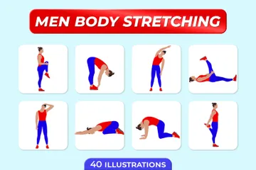 Men Body Stretching Exercises Illustration Pack