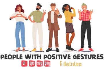 Menschen mit positiven Gesten Illustrationspack