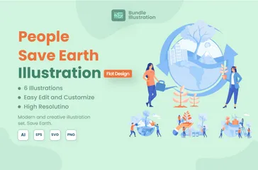 Menschen retten die Erde Illustrationspack
