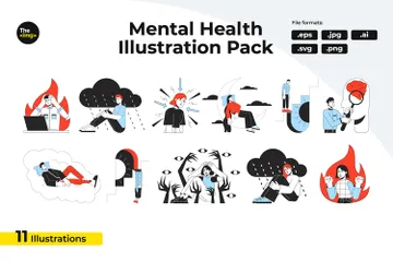 Mental Health Problems Illustration Pack