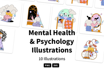 Mental Health & Psychology Illustration Pack