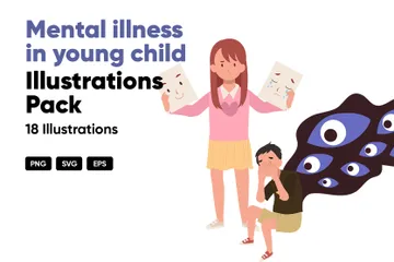 Mental Illness In Young Child Illustration Pack