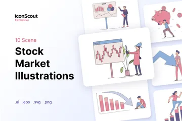 Mercado de ações Pacote de Ilustrações