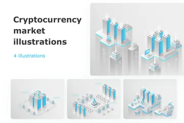 Mercado de criptomoedas Pacote de Ilustrações