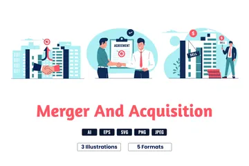 Mergers Corporate And Acquisitions Illustration Pack