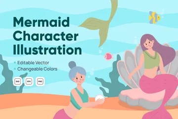 Mermaid Character Illustration Pack