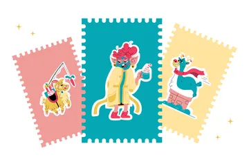 Merry Christmas And Happy New Year Illustration Pack