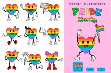 Mese dell'orgoglio del cuore arcobaleno Illustration Pack