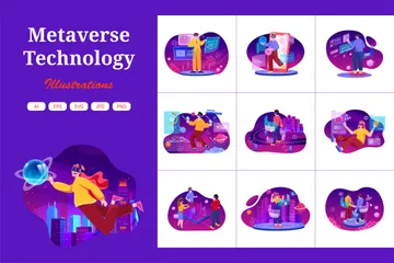 Metaverse-Technologie Illustrationspack