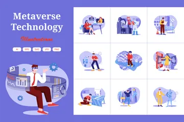 Metaverse-Technologie Illustrationspack