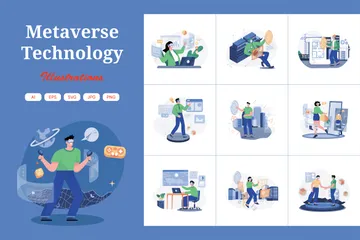 Metaverse Technology Illustration Pack