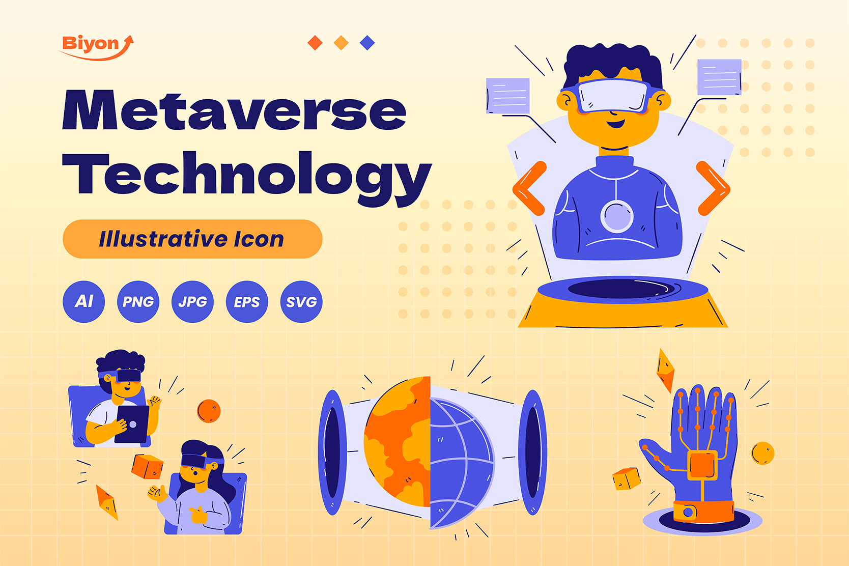 Premium Metaverse Technology Illustration pack from Science