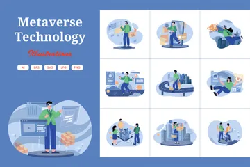 Metaverse Technology Illustration Pack