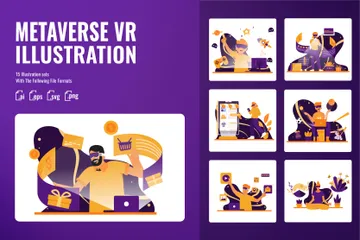 Metaverse Virtual Reality Illustration Pack