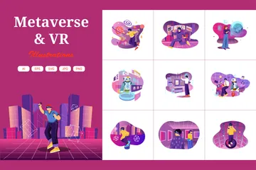 Mundo Virtual do Metaverso Pacote de Ilustrações