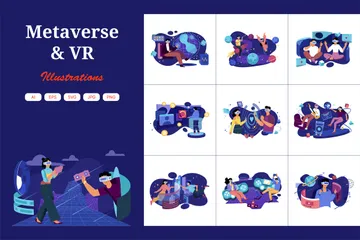 Metaverso e tecnologia VR Pacote de Ilustrações