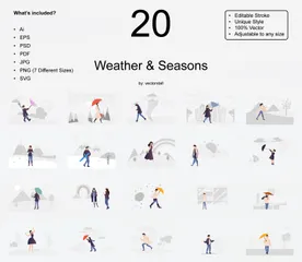 Météo et saisons Pack d'Illustrations