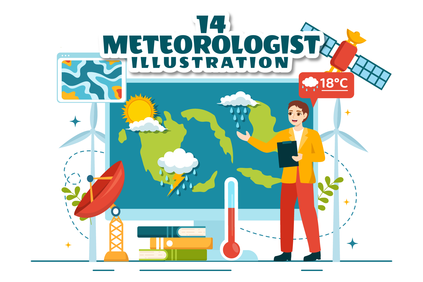 Premium Meteorologist Illustration pack from Nature Illustrations
