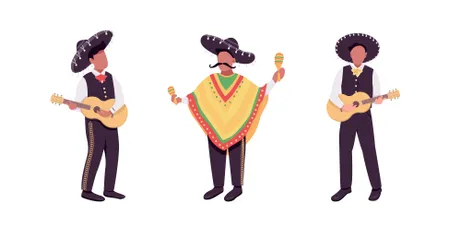 멕시코 음악가 일러스트레이션 팩