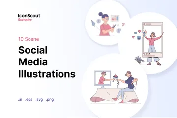 Mídia social Pacote de Ilustrações