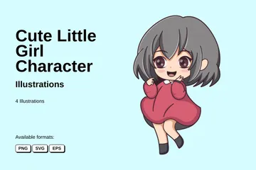 Personnage mignon de petite fille Pack d'Illustrations