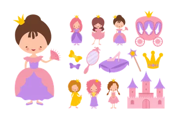 Mignonne petite princesse Pack d'Illustrations