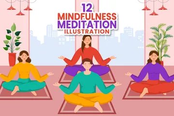 Mindfulness Meditation Illustration Pack