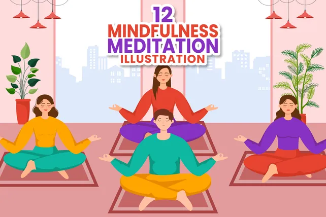 Premium Mindfulness Meditation Illustration pack from Healthcare ...