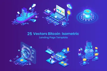 Bitcoin isométrico Paquete de Ilustraciones