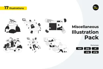 Miscellaneous Activities At Job Illustration Pack