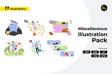 Miscellaneous Activities At Job Illustration Pack