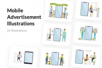Mobile Advertisement Illustration Pack