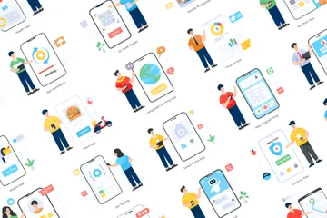 Mobile Apps And Services Illustration Pack