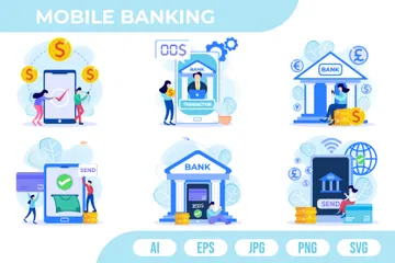 Mobile Banking Illustration Pack