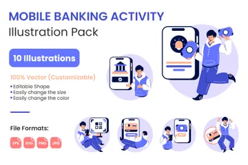 Mobile Banking Activity Illustration Pack