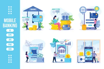 Mobile Banking Illustration Pack