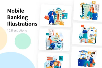 Mobile Banking Illustration Pack