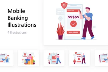 Mobile Banking Illustration Pack