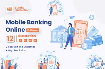 Mobile Banking Online Illustration Pack