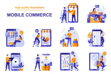 Mobile Commerce Illustration Pack